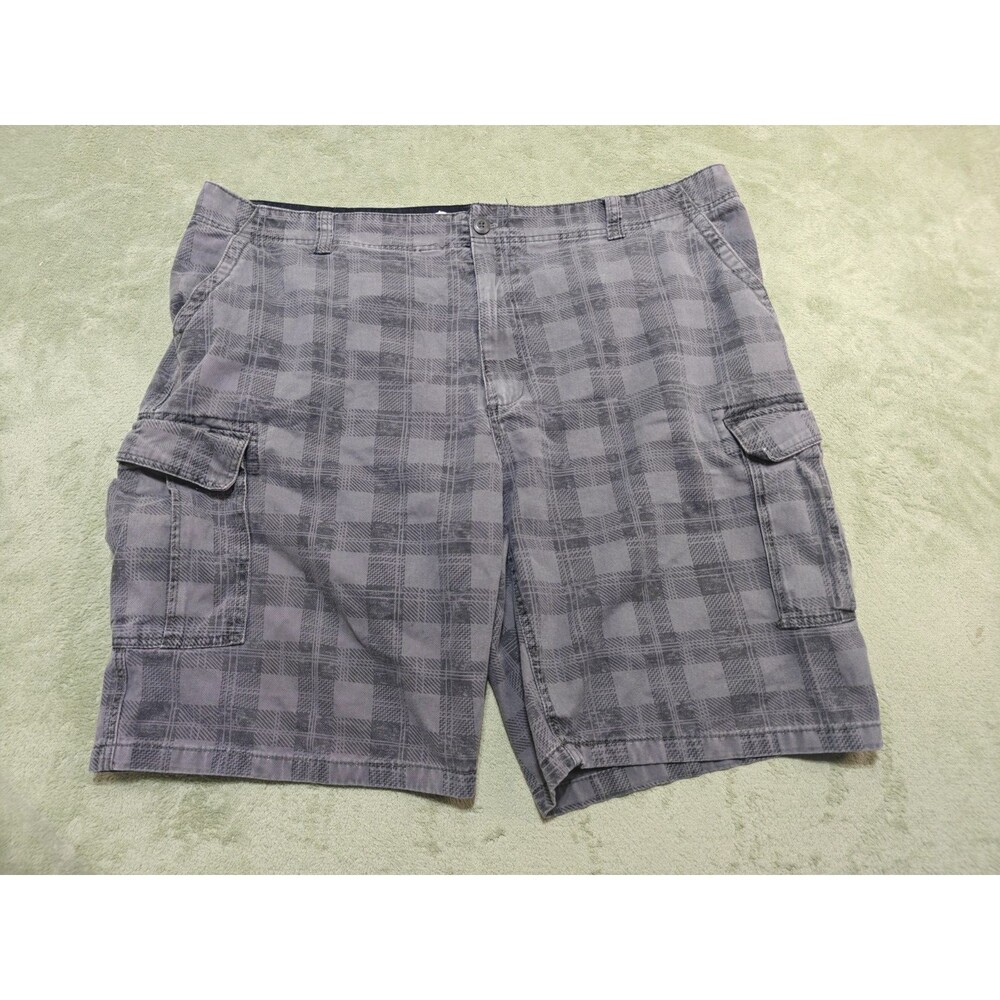 Plugg Jeans Mens 46 Shorts Gray Black Plaid Cargo Casual Skate Summer Big Tall